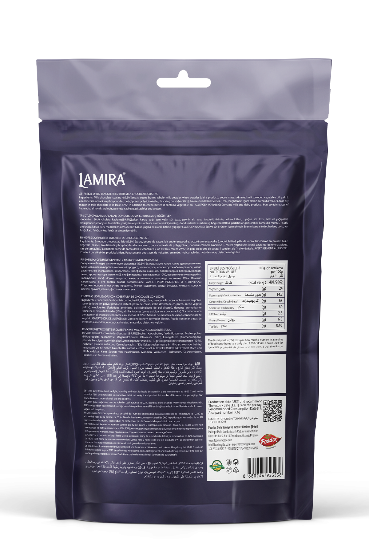 Lamira Freeze Dried Blackberry Milk Chocolate 80G