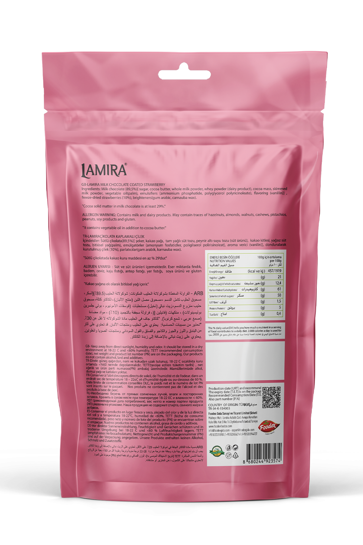 Lamira Freeze Dried Strawberries with Milk Chocolate Coating 80G