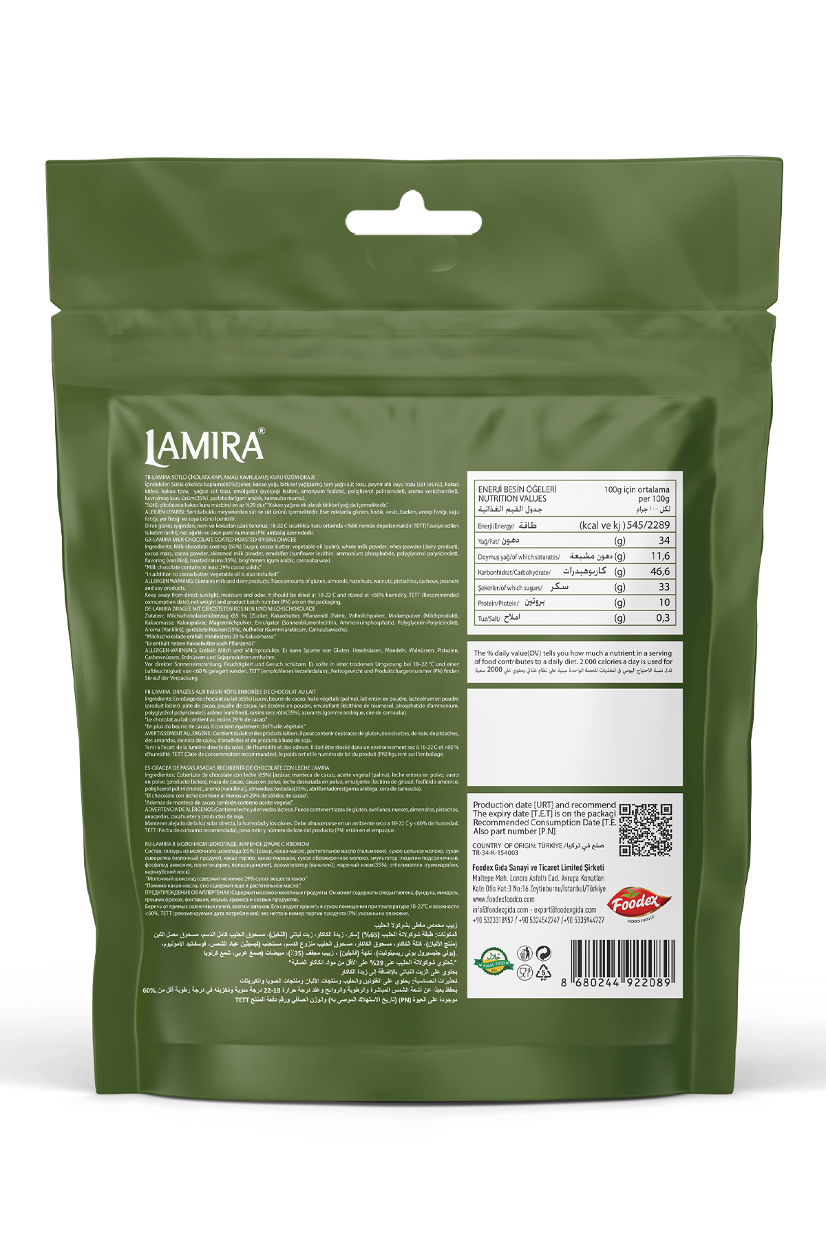 Lamira Sütlü Çikolata Kaplamalı Kuru Üzüm Draje 70G