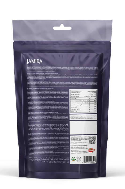 Lamira Dondurularak Kurutulmuş Böğürtlen Sütlü Çikolata 80G