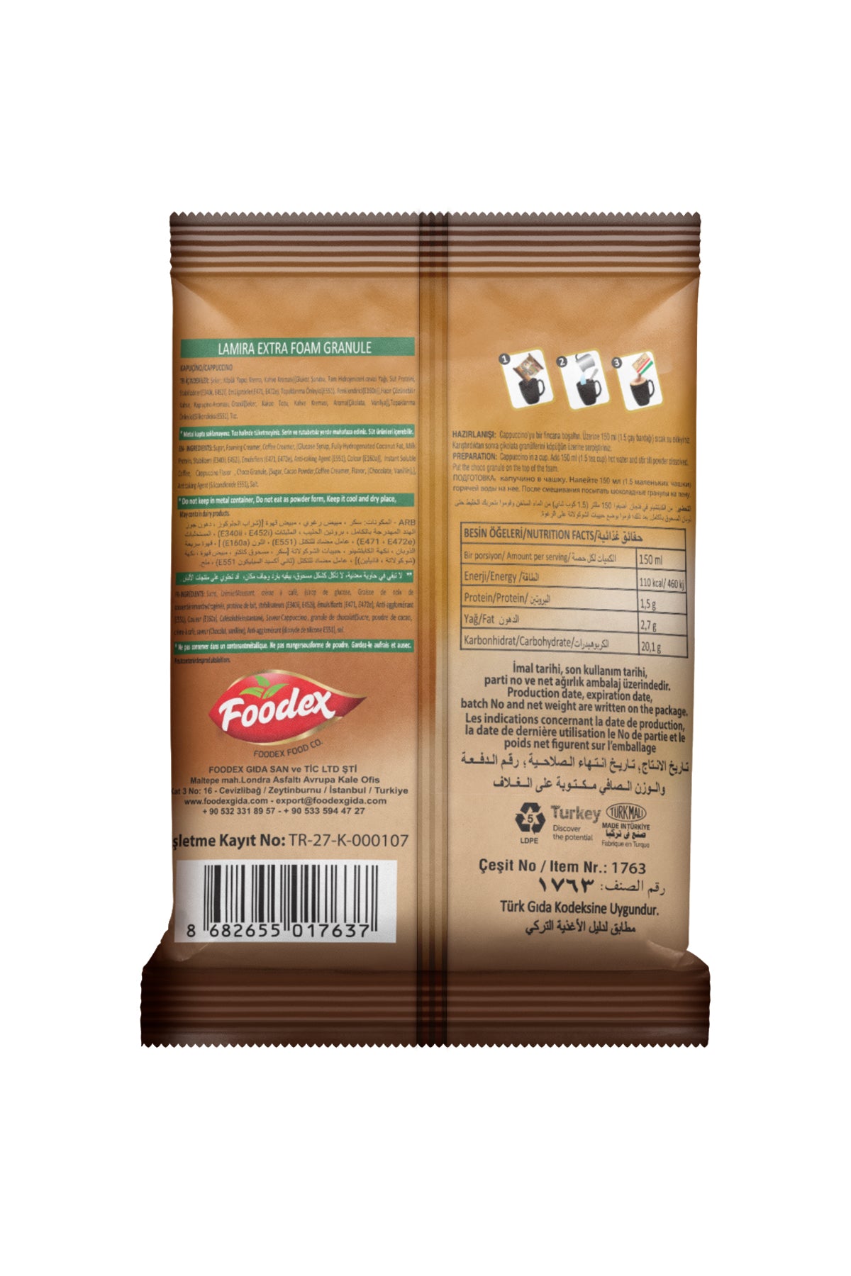 Lamira Cappucino Foamy Chocolate Granules 25G*20 Pack